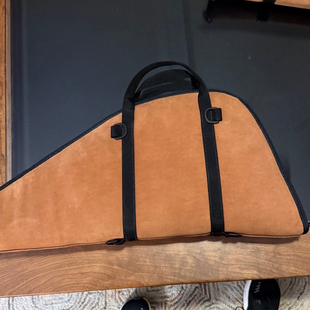 Hunter Tan Suede Pistol Rug Soft Gun Case Fleece Lined Padded Handgun Bag Black